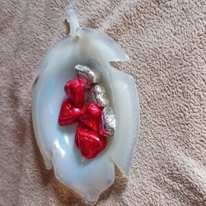 Vintage White Glass Leaf Shaped Bonbon Candy Nut Dish